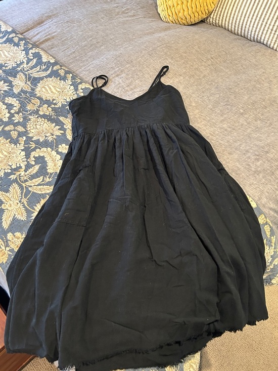 THE GREAT. Black V-Neck Midi Dress - Picture 2 of 3